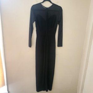 Tower  90s Vintange Black Long Sleeves Knit Panelled  Midi Dress  Sz S